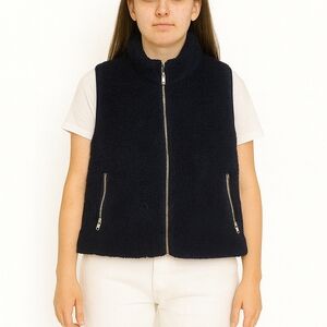 J. Crew Women's black sherpa vest size S winter preppy cozy casual holiday